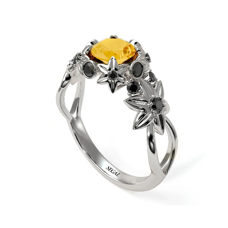 Luxury Ruby Ring for Women-Flowers And Branches Citrine Ring - Katherine no. 606