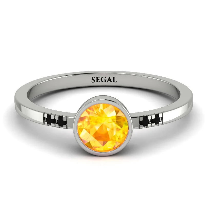 Personalized Ring with Custom Engraving-Bezel Minimalist Yellow Diamond Ring - Kinsley No. 1006