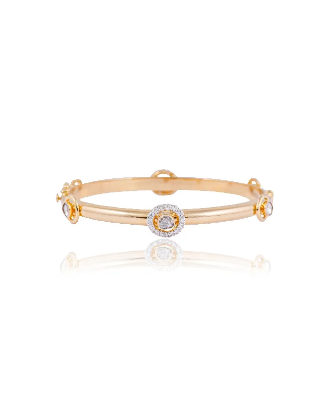 Stylish Gold Bangles for Fashion Lovers-Arhita Polki And Diamond Bangle