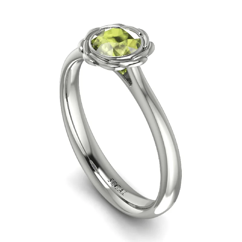 Gemstone Ring with Sapphire-Solitaire Minimalist Peridot Ring - Eden No. 703