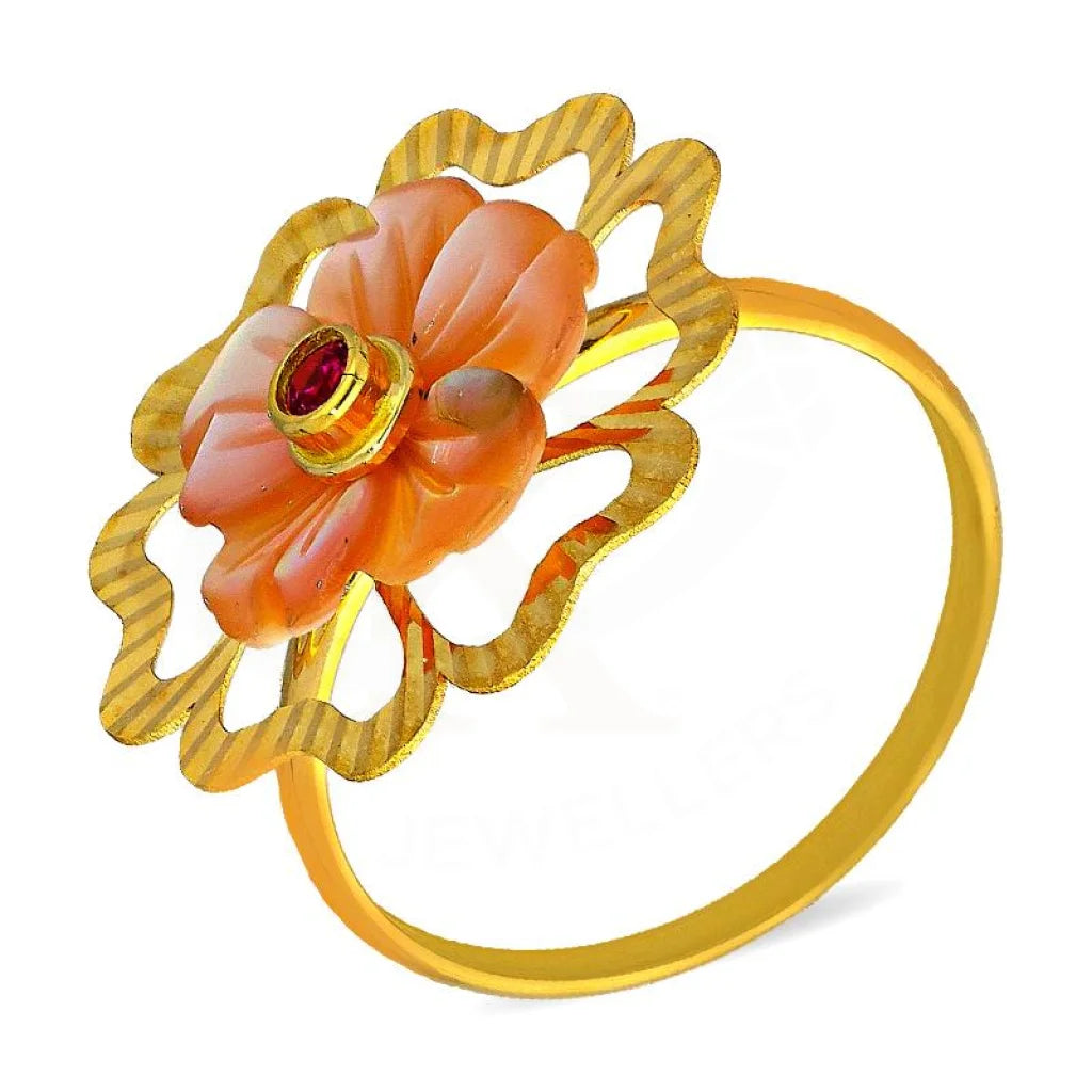 Adjustable Ring for Casual Style-Gold Flower Shaped Ring 18KT - FKJRN18K3020