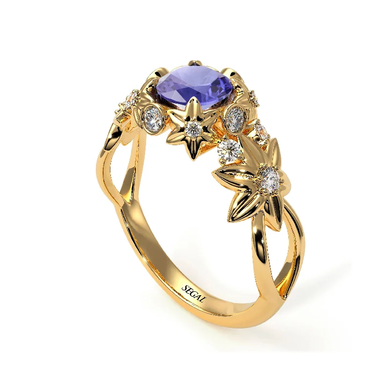 Simple Wedding Ring for Men and Women-Flowers And Branches Tanzanite Ring - Katherine no. 201