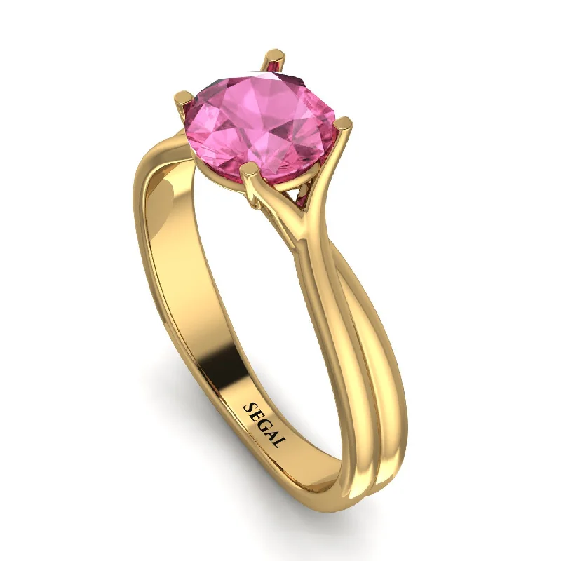 Large Gemstone Ring for Statement-Solitaire Twist Shank Pink Moissanite Ring - Eleanor No. 801