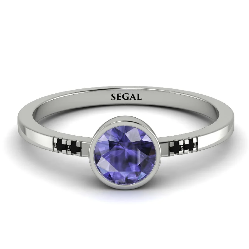 Personalized Birthstone Ring for Brides-Bezel Minimalist Tanzanite Ring - Kinsley No. 206