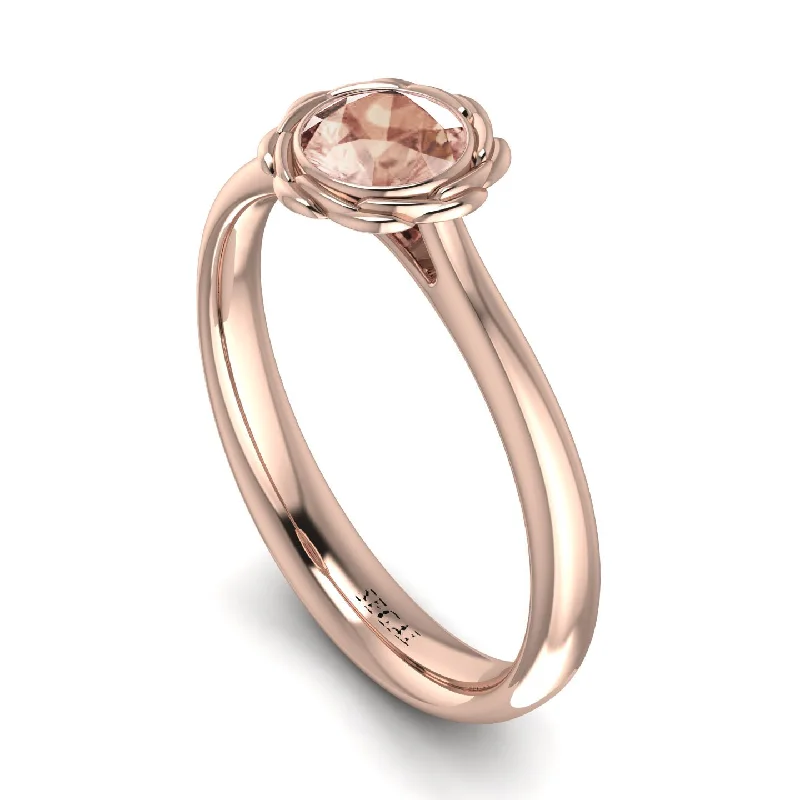 Unique Wedding Ring for Him and Her-Solitaire Minimalist Morganite Ring - Eden No. 902