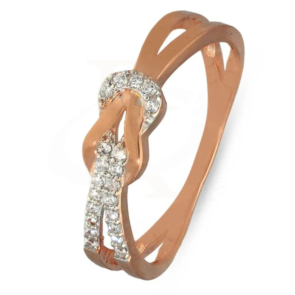 Classic Rose Gold Engagement Ring-Sterling Silver 925 Rose Gold Plated Knot Ring - FKJRNSL2970