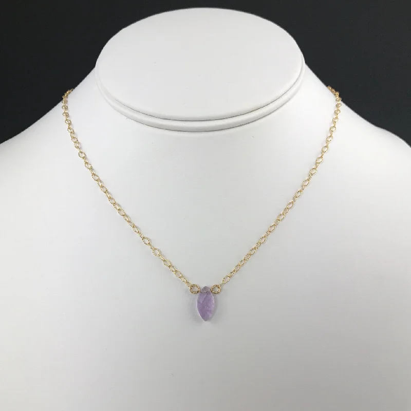 Crystal Necklace for Special Occasions-Side to Side Gold Amethyst Necklace