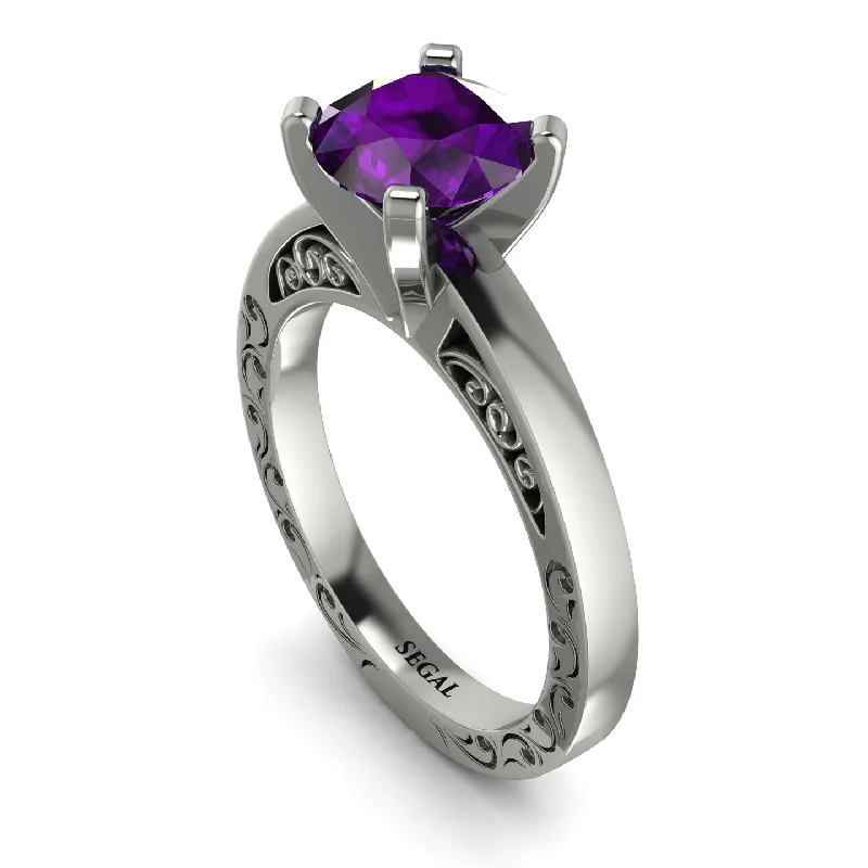 Vintage Style Ring for Women-Vintage Solitaire Amethyst Ring - Vera No. 303