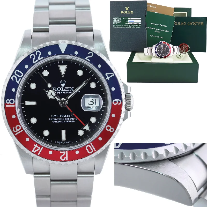 Men's Sporty Watches with Digital Display-Copy of UNPOLISHED PAPERS 2008 Rolex GMT-Master II PEPSI 3186 Steel Blue 16710 Watch