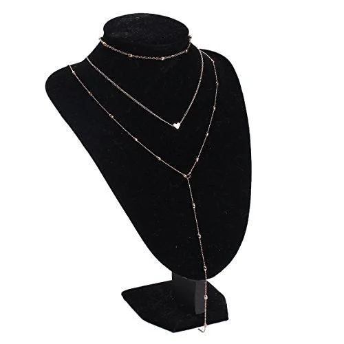 Simple Gold Pendant Necklace-Sexy Sparkles y shaped necklaces for women Lariat Silver Tone