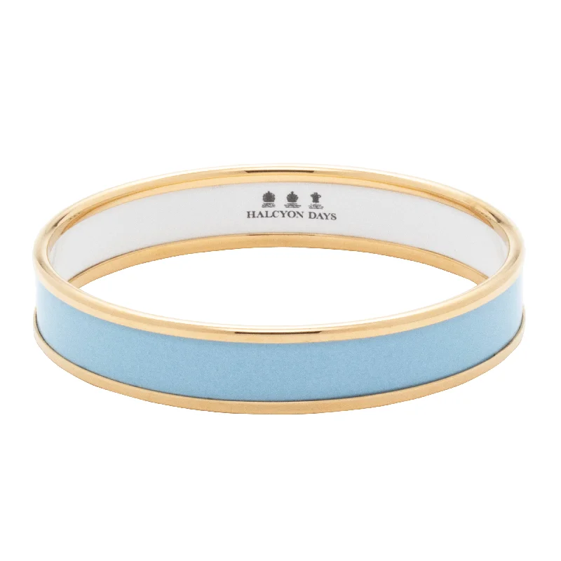 Beautiful Bangles for Special Occasions-Forget-Me-Not & Gold Enamel Bangle