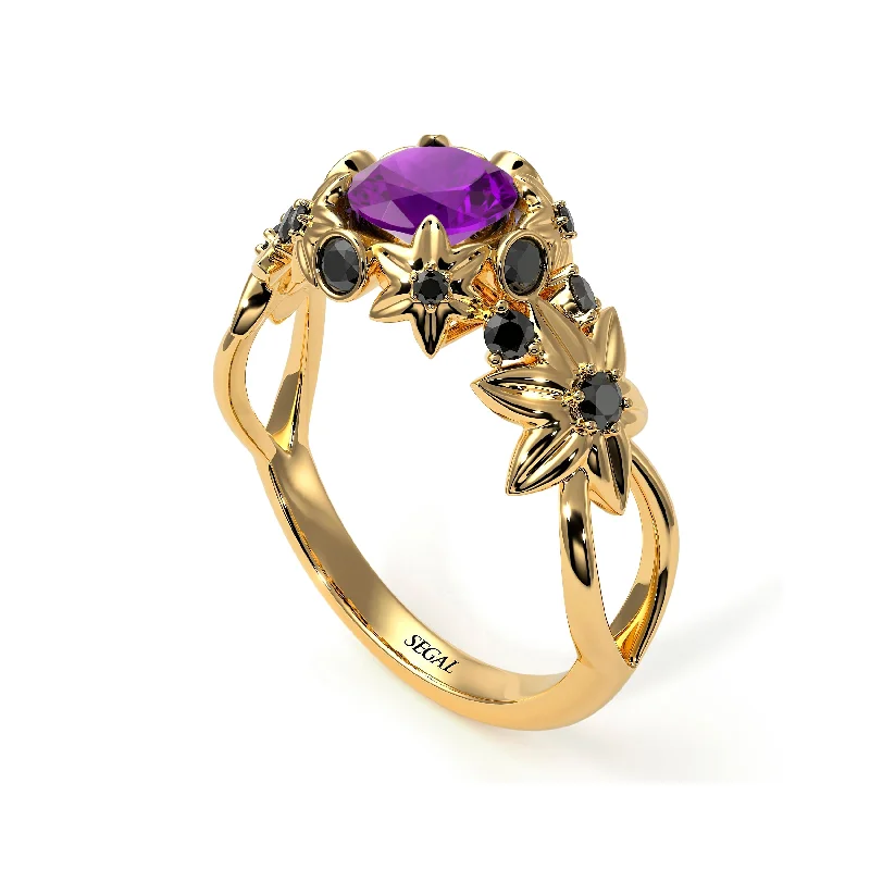 Birthstone Ring for Custom Jewelry-Flowers And Branches Amethyst Ring - Katherine no. 304