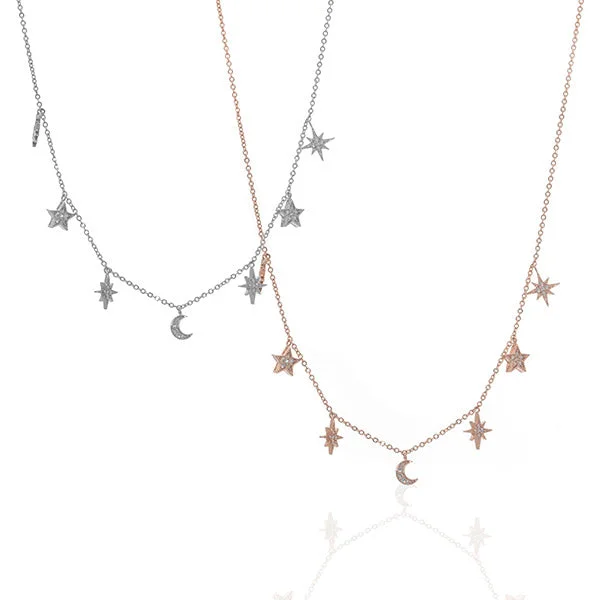 Elegant Necklace for Formal Wear-Star Moon Necklace