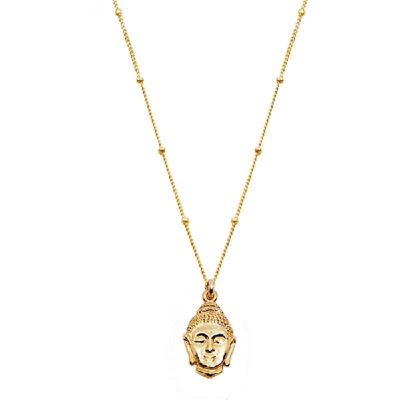 Silver Necklace with Gemstones-Buddha Necklace