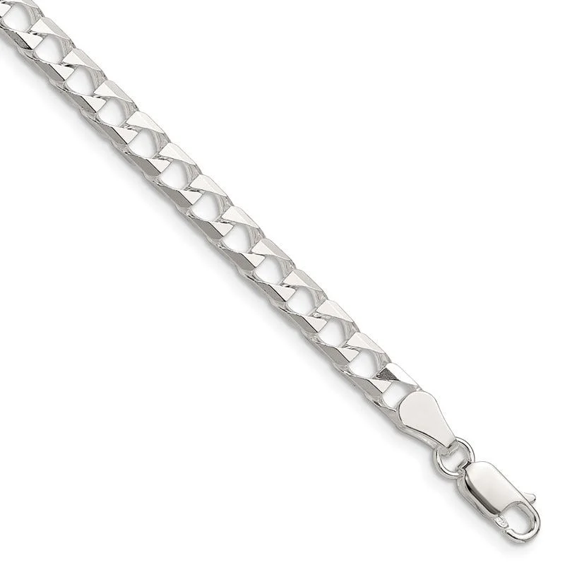 Adjustable Gold Bracelet for Fashion-Sterling Silver Polished and D/C 5mm Flat Curb Link Chain Bracelet