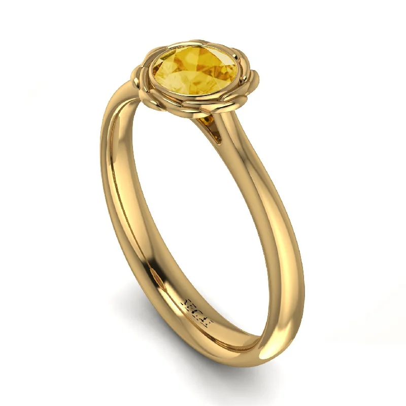 Elegant Vintage Wedding Band-Solitaire Minimalist Citrine Ring - Eden No. 601