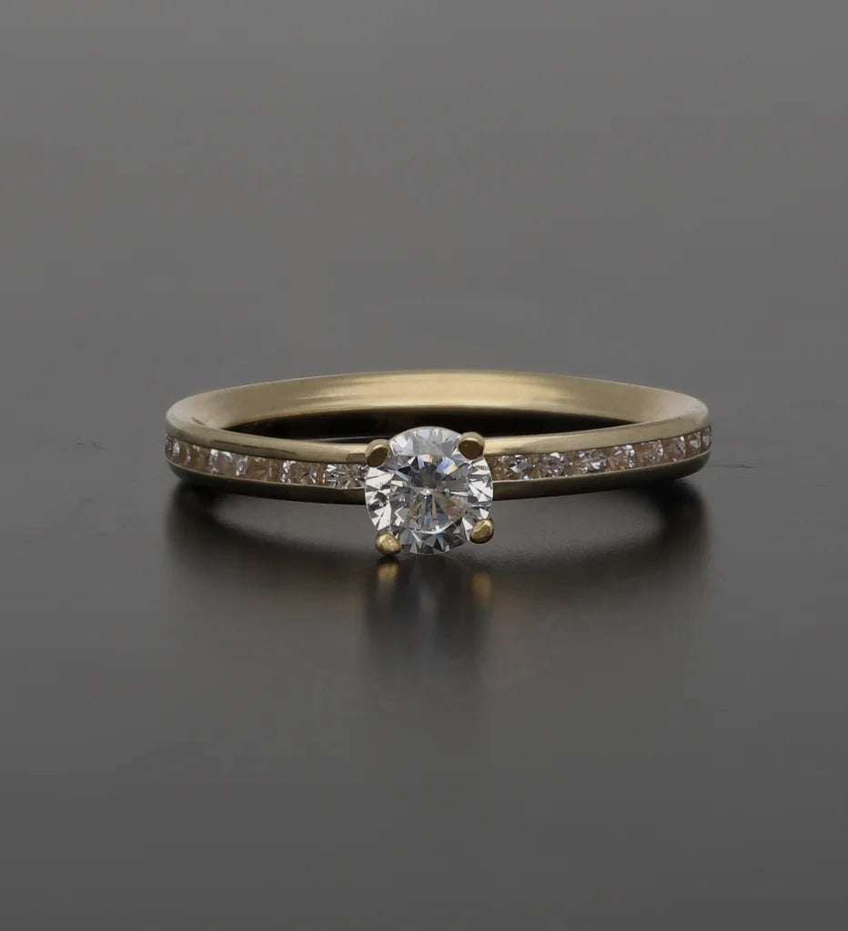 Beautiful Gold Ring with Gemstones-Gold Classic Solitaire Rings 18KT - FKJRN18K7469