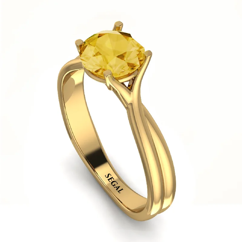 Sterling Silver Ring for Special Occasions-Solitaire Twist Shank Citrine Ring - Eleanor No. 601