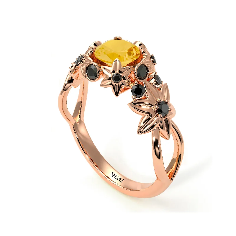 Large Ring with Gemstone for Fashion-Flowers And Branches Citrine Ring - Katherine no. 605