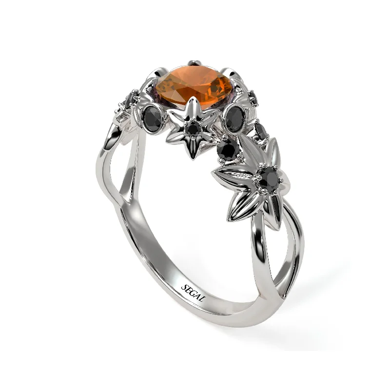 Luxury Wedding Ring for Anniversary-Flowers And Branches Brown Diamond Ring - Katherine no. 1106