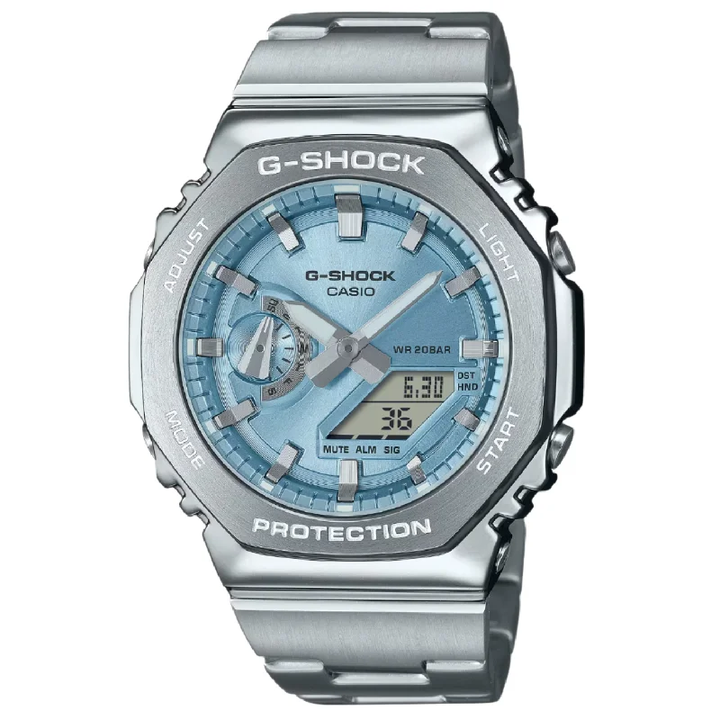 Simple Watches for Casual Wear-G-Shock G-Steel Silver & Sky Blue