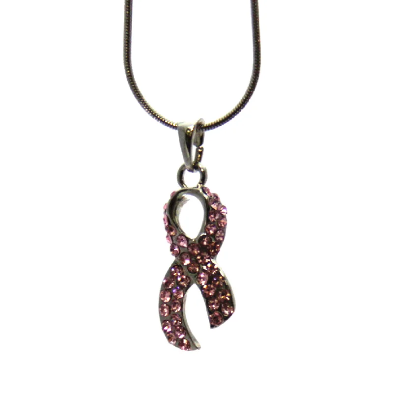 Black Pearl Necklace for Elegant Look-Pink Ribbon Ribbon Necklace