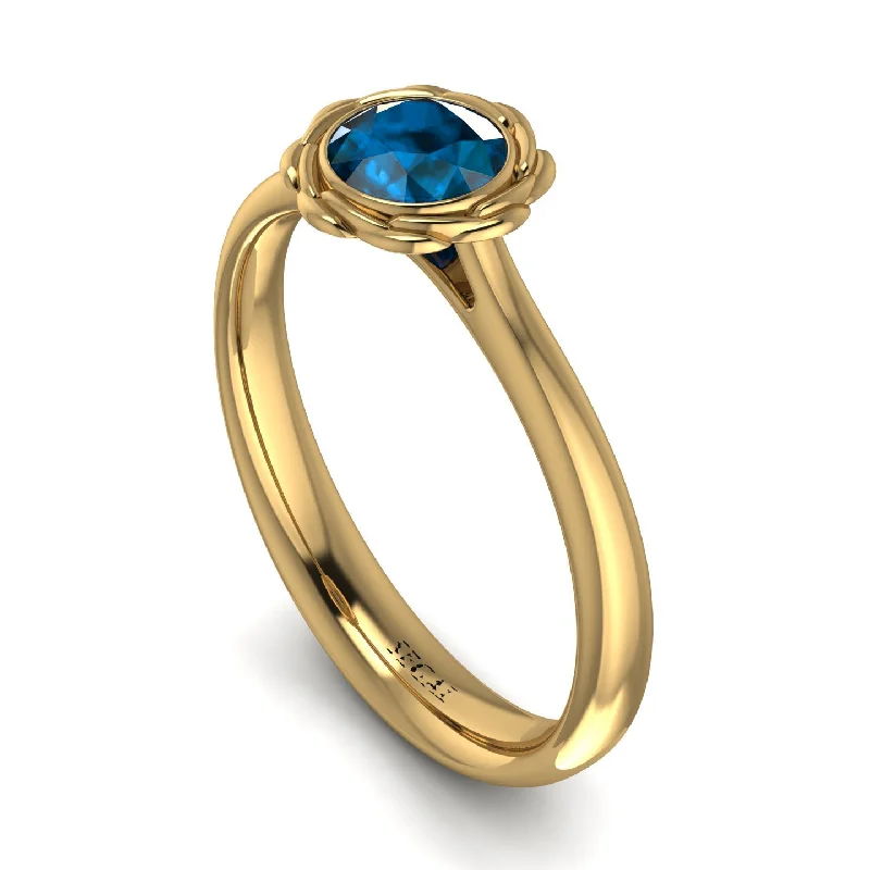 Simple Wedding Band for Women-Solitaire Minimalist Blue Topaz Ring - Eden No. 501