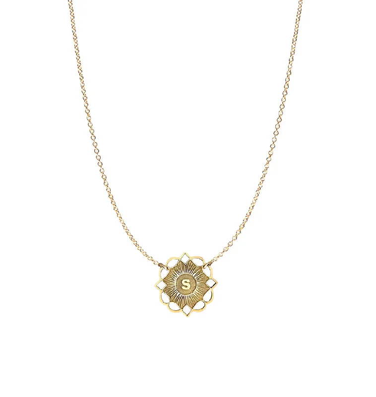 Gold and Silver Necklace for Casual Looks-Deven Initial Medallion Necklace