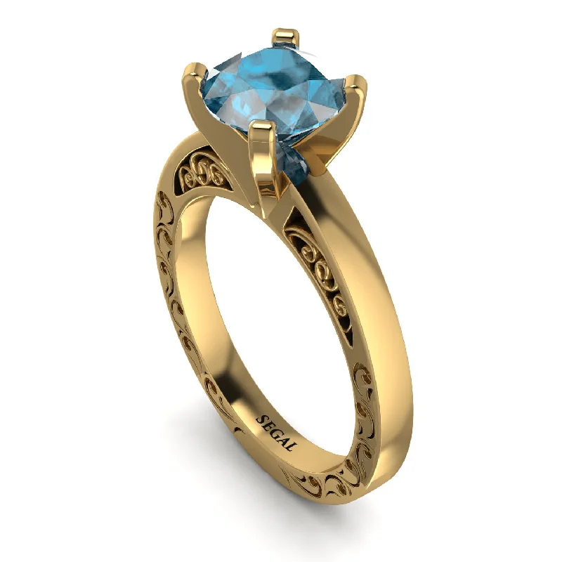 Luxury Ring for Elegant Fashion-Vintage Solitaire Aquamarine Ring - Vera No. 401