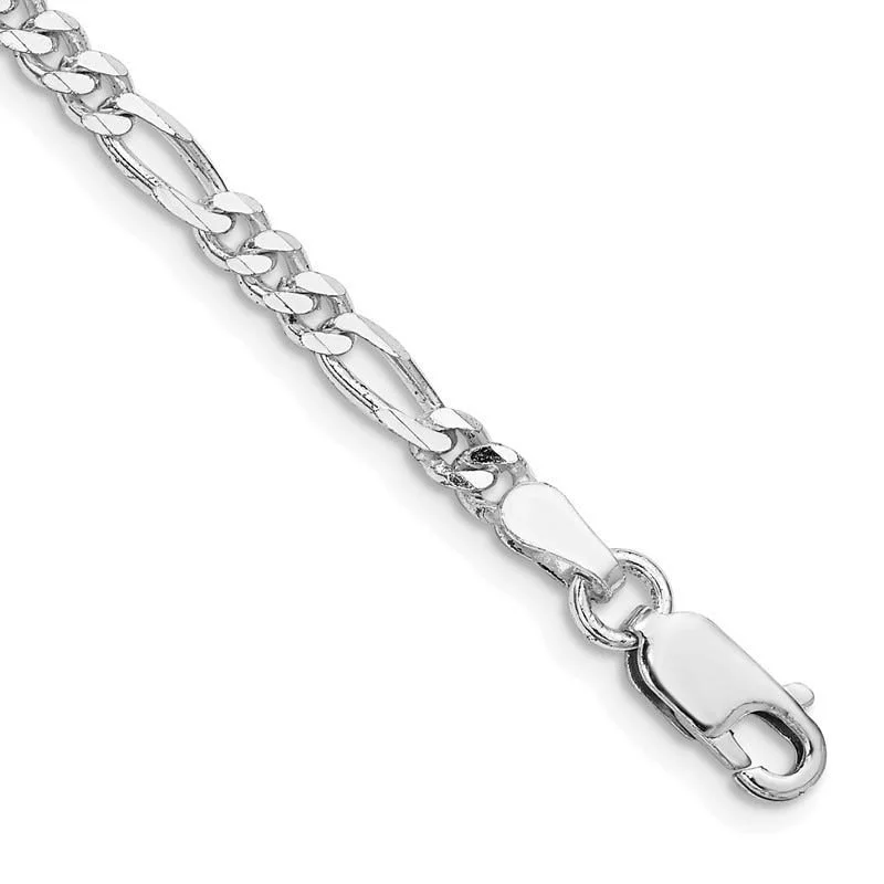 Classic Gold Bangle Bracelet for Women-Sterling Silver Rhodium-plated 3.5mm Figaro Chain Bracelet