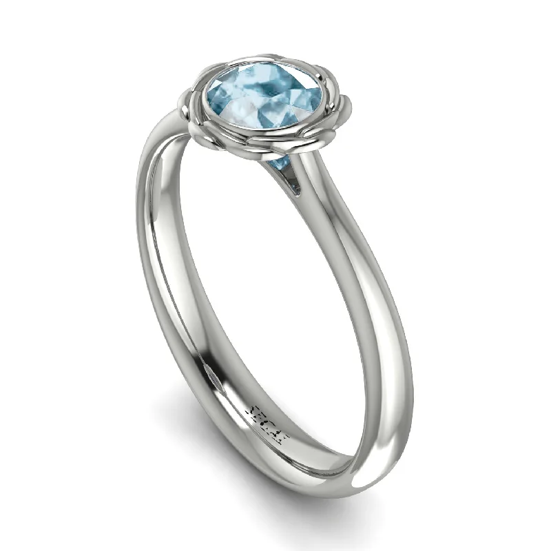 Bold Gemstone Ring for Statement Look-Solitaire Minimalist Aquamarine Ring - Eden No. 403