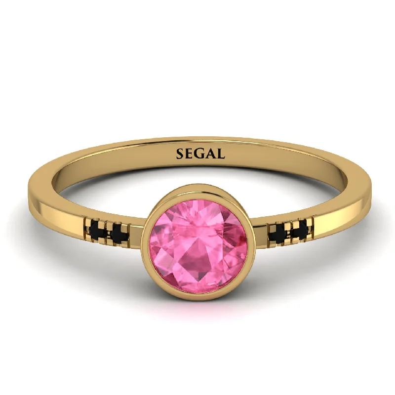 Unique Custom Ring for Special Moments-Bezel Minimalist Pink Moissanite Ring - Kinsley No. 804