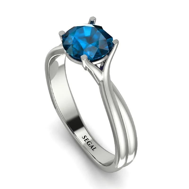 Multi-Stone Ring for Fashion Lovers-Solitaire Twist Shank Blue Topaz Ring - Eleanor No. 503