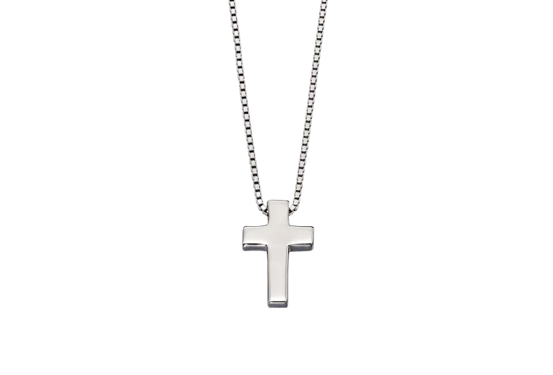 Handcrafted Silver Necklace for Gifts-Little Star Thom - Boys Medium Cross Pendant And Chain