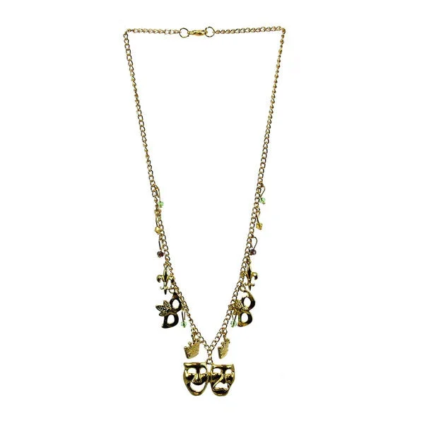 Unique Statement Necklace for Bold Fashion-Mardi Gras Gold Charm Necklace