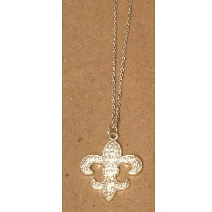 Sterling Silver Necklace for Formal Wear-Fleur De Lis Necklace Silver