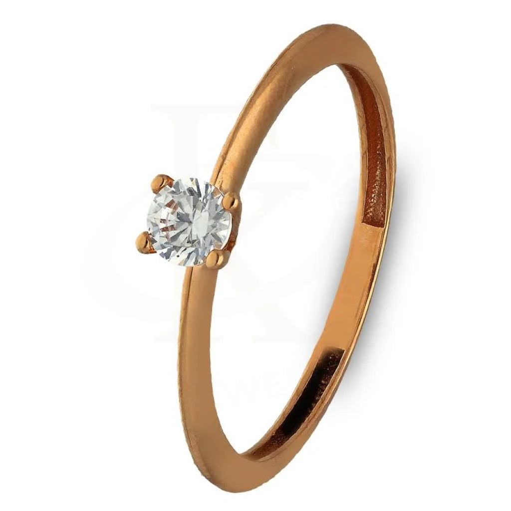 Handcrafted Diamond Ring for Engagement-Rose Gold Solitaire Ring 18KT - FKJRN18K3371