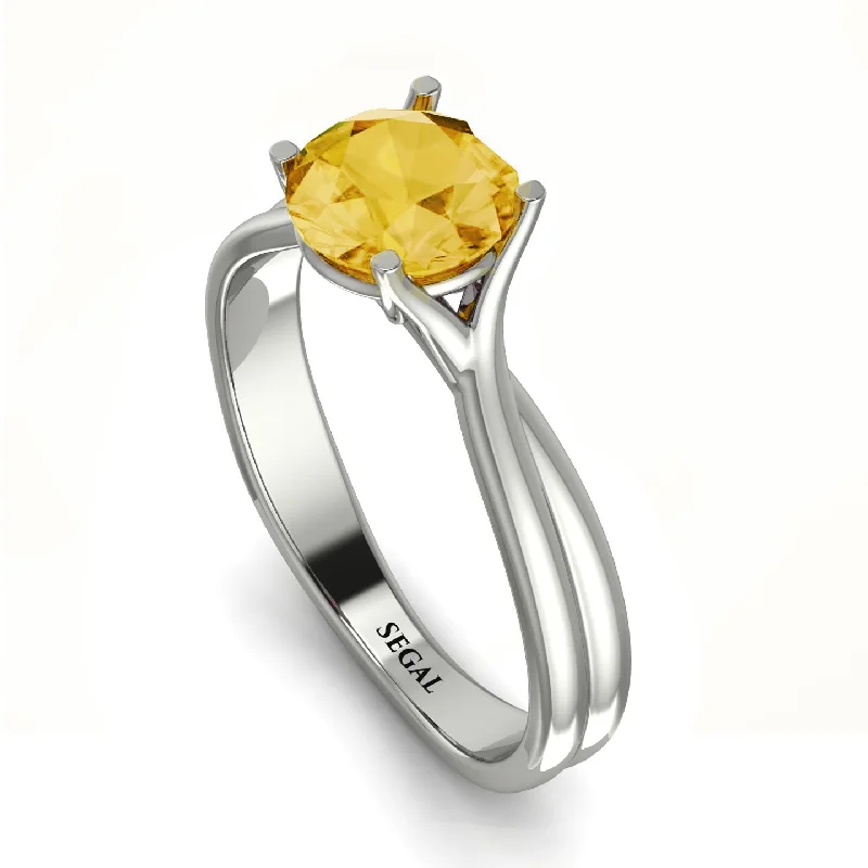 Custom Diamond Ring for Engagement-Solitaire Twist Shank Citrine Ring - Eleanor No. 603