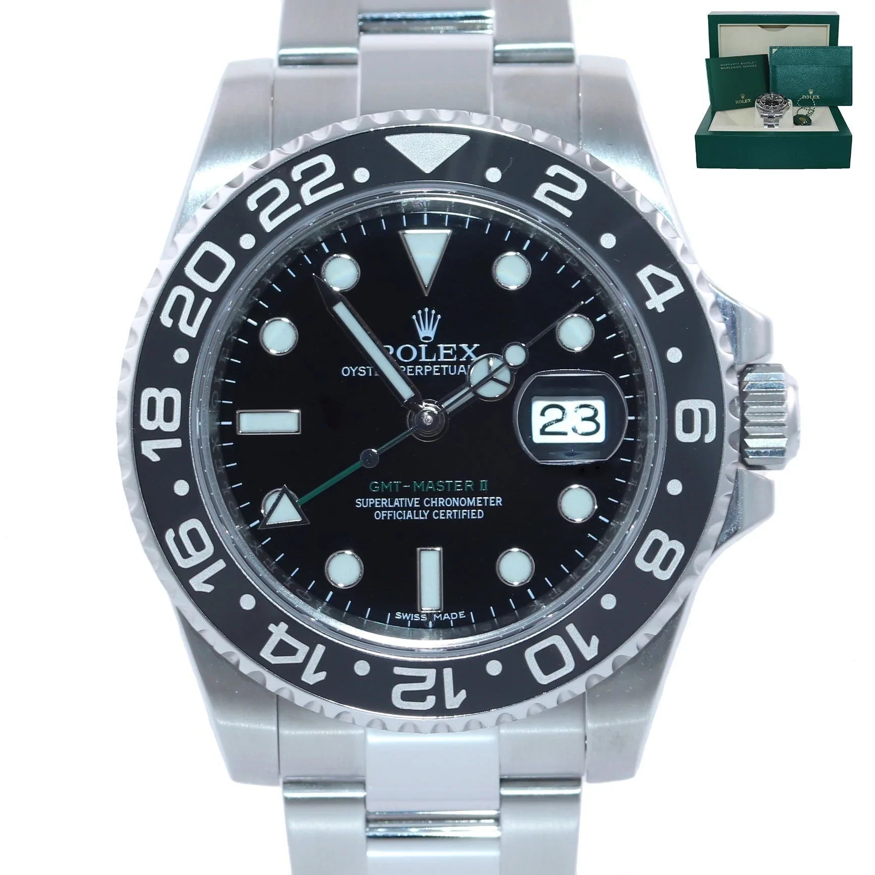 Men's Watches with Date Function-MINT Rolex GMT Master II 116710 Steel Ceramic 40mm Black Watch Box