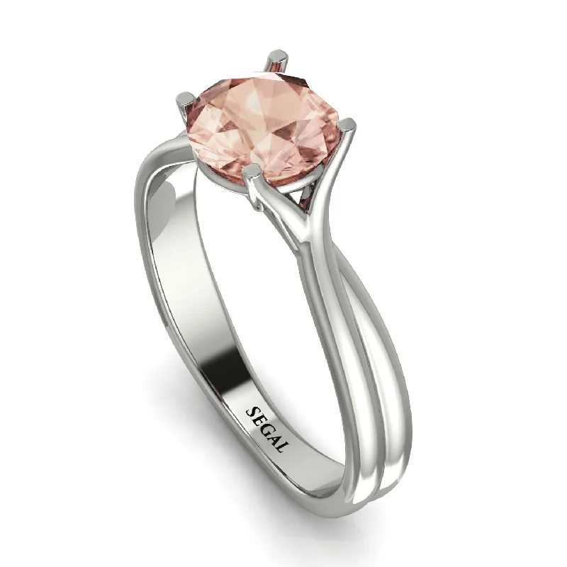 Classic Solitaire Ring for Engagement-Solitaire Twist Shank Morganite Ring - Eleanor No. 903