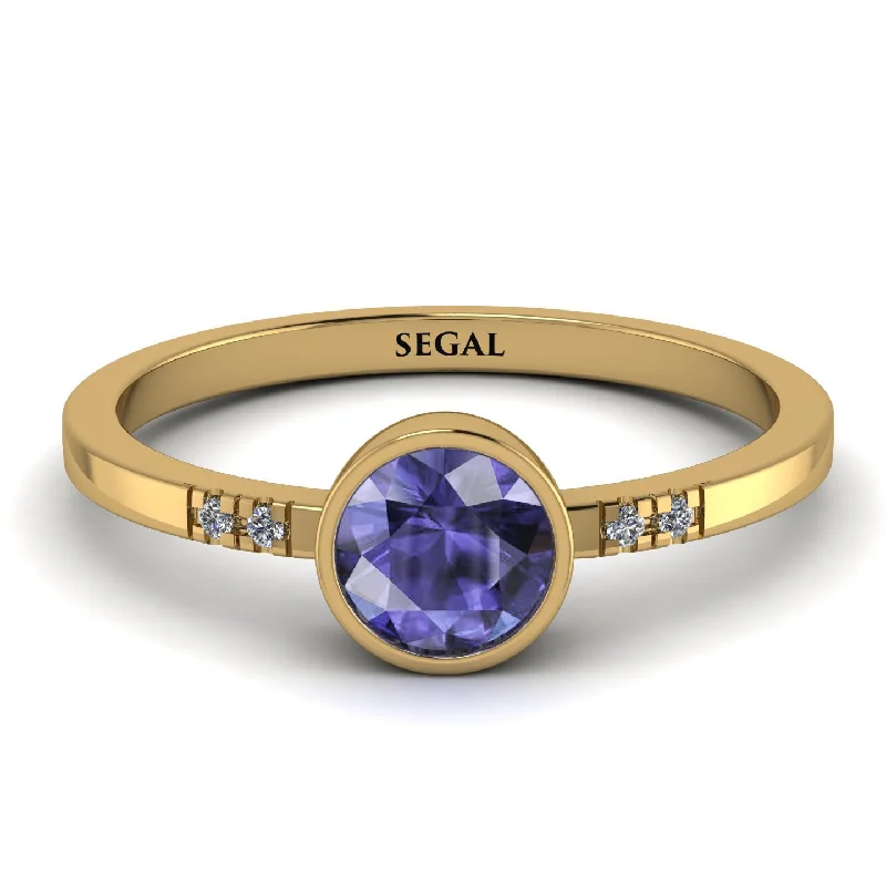 Fashionable Stackable Rings for Women-Bezel Minimalist Tanzanite Ring - Kinsley No. 201