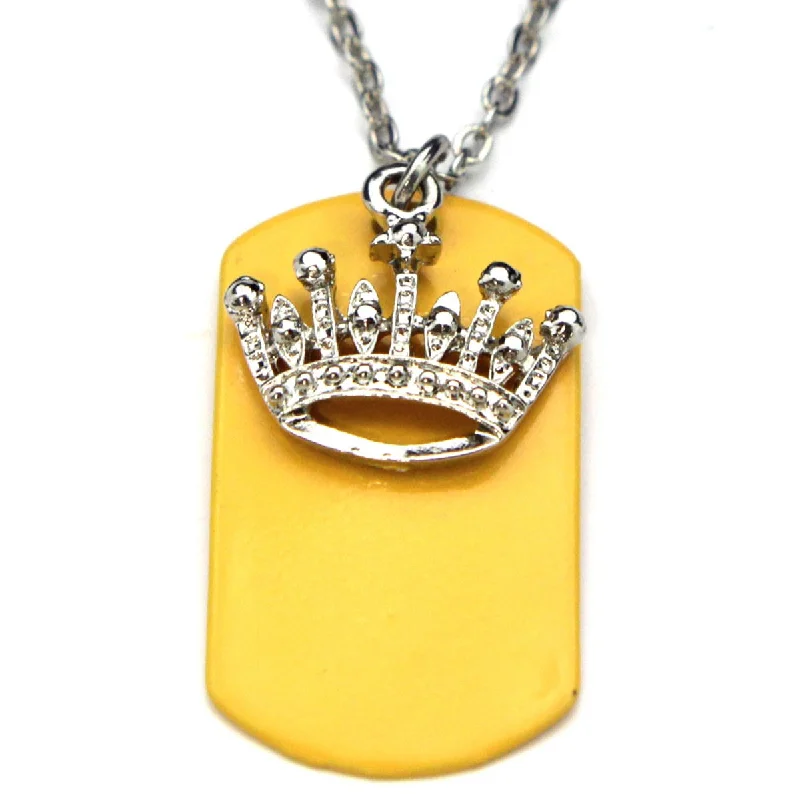 Handmade Necklace for Special Occasions-Crown Necklace Dog Tag Yellow