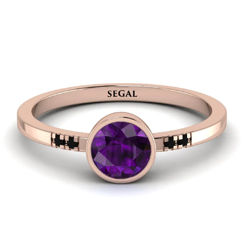 Luxury Ring for Elegant Fashion-Bezel Minimalist Amethyst Ring - Kinsley No. 305