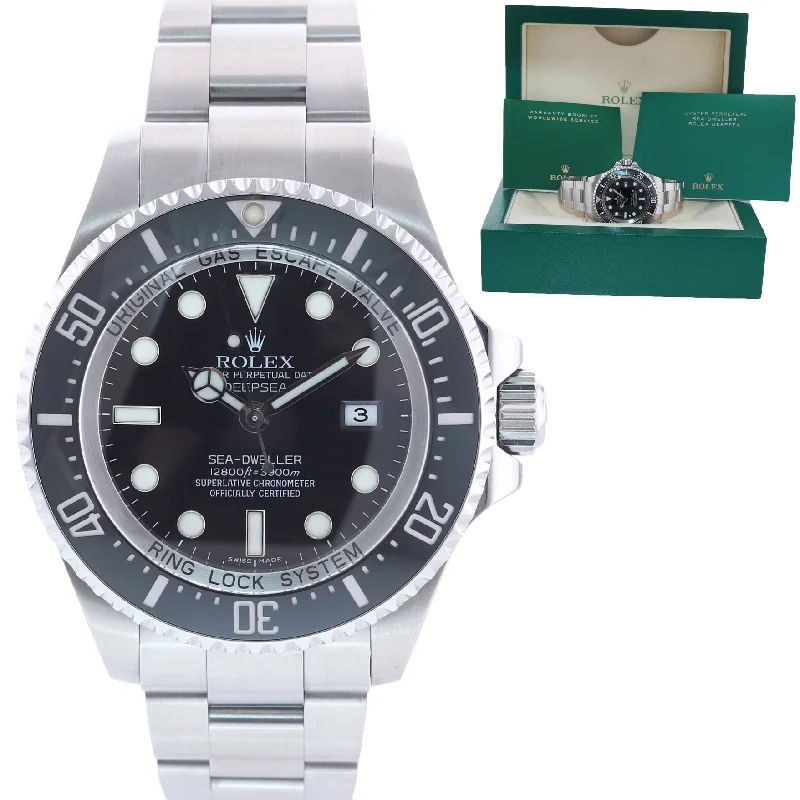 Minimalist Watches for Men and Women-MINT Rolex Sea-Dweller Deepsea Black 116660 44mm Stainless Steel Watch Box