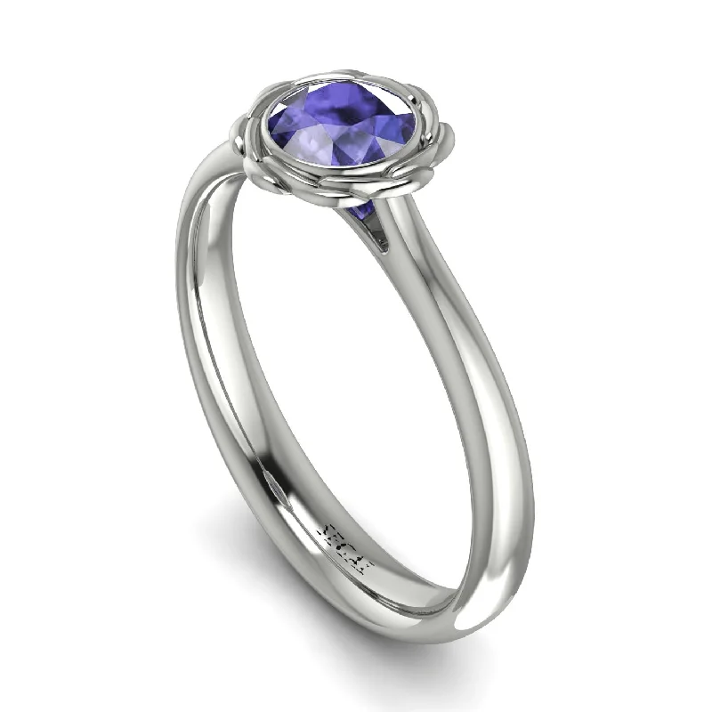 Luxury Diamond Ring for Engagement-Solitaire Minimalist Tanzanite Ring - Eden No. 203