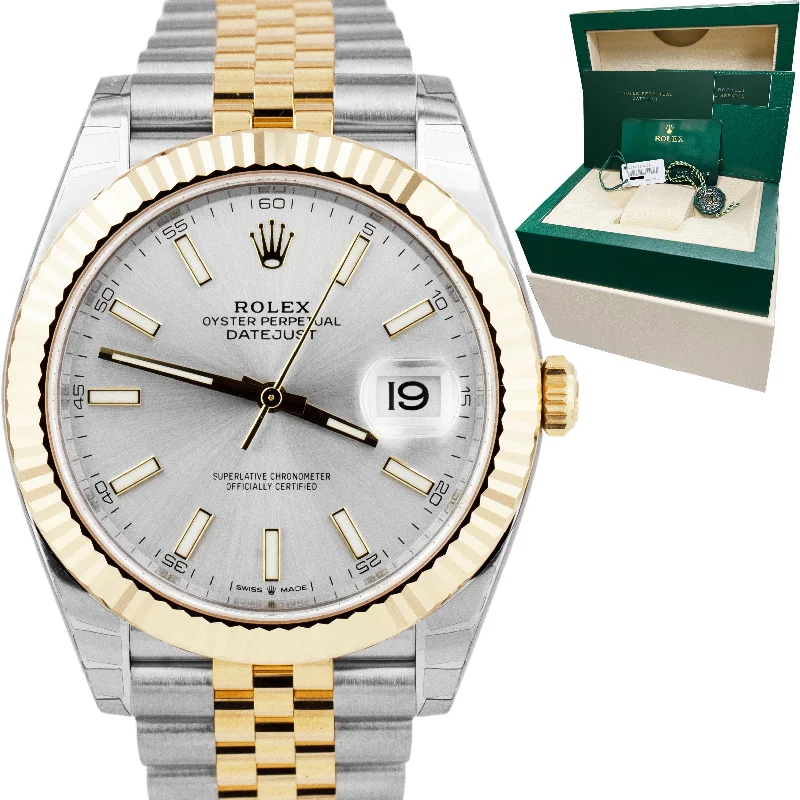 Best Watches for Marathon Runners-NEW STICKERED 2022 Rolex Datejust 41mm Silver Two-Tone Gold Jubilee Watch 126333