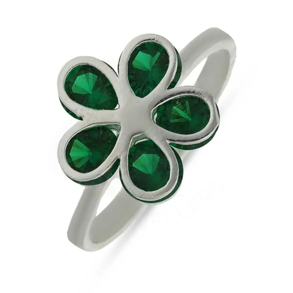 Elegant Gemstone Ring for Special Events-Sterling Silver 925 Flower Shaped Ring - FKJRNSL3775