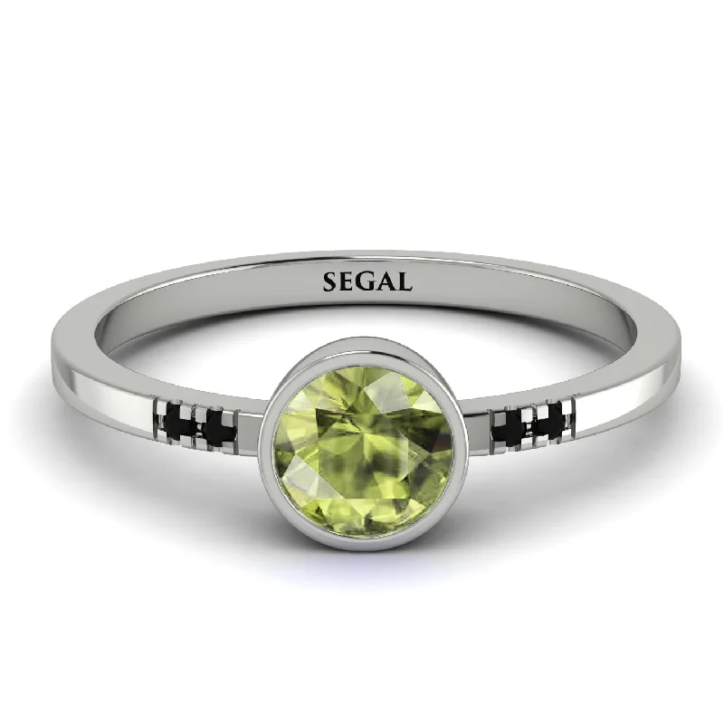 Simple Silver Ring for Bridesmaids-Bezel Minimalist Peridot Ring - Kinsley No. 706