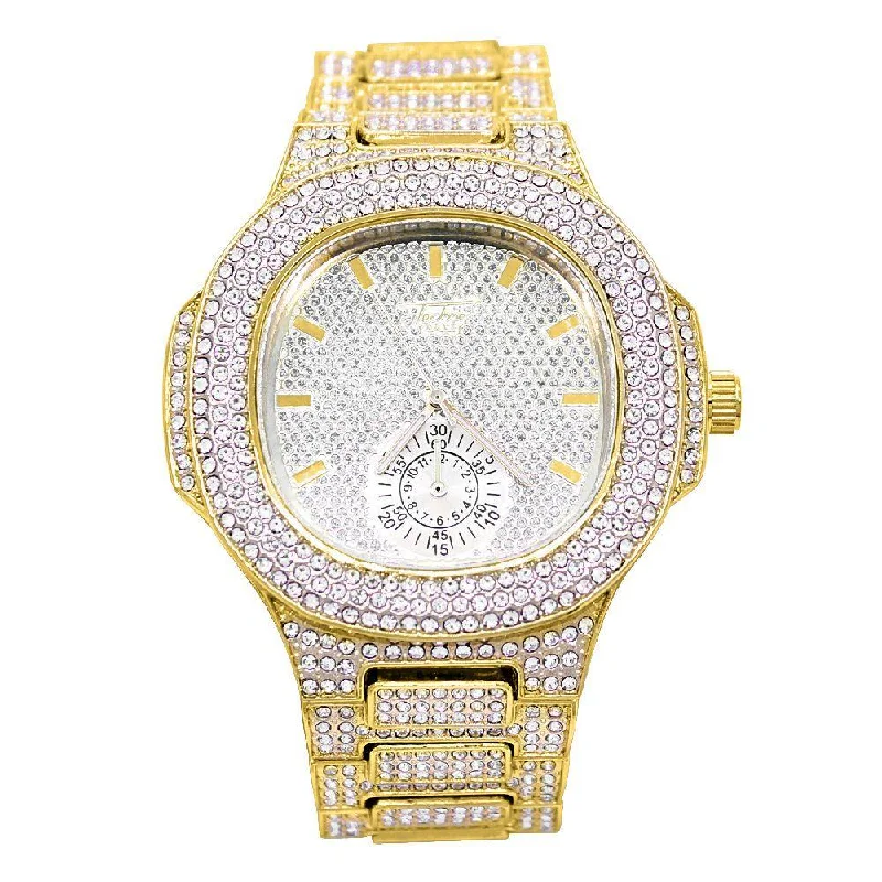 Classic Watches with Roman Numerals for Timeless Look-Modern Full Iced Out Chrono Bling Bling Hip Hop Watch