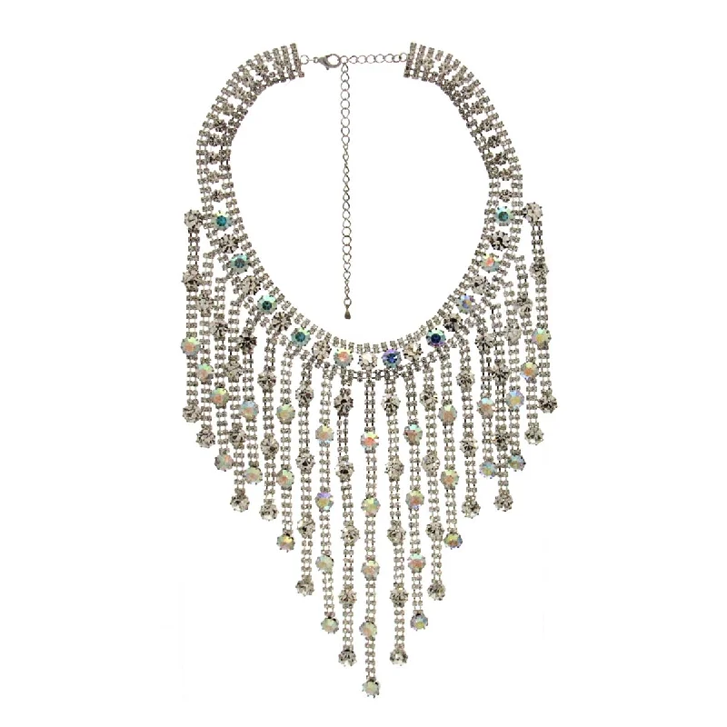 Large Statement Necklace for Occasions-Rhinestone Necklace AB